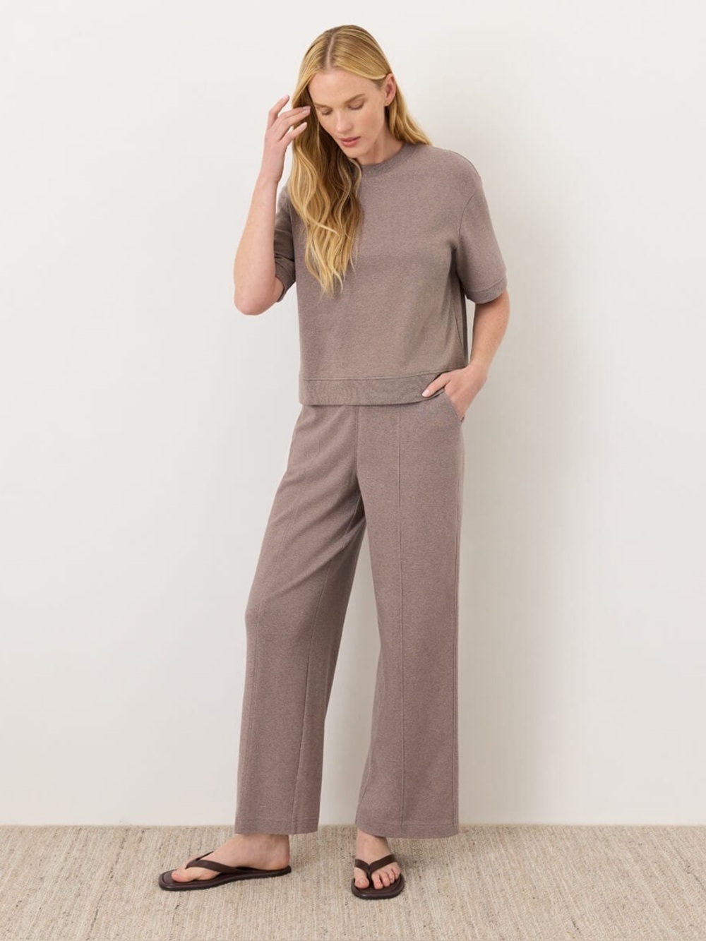 Pact Organic Airplane Arrivals Set Sweatshirt Tee & Pintuck Wide Leg Pant Large